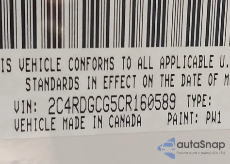 2012 Dodge Grand Caravan Sxt from USA, damaged, VIN 2C4RDGCG5CR160589